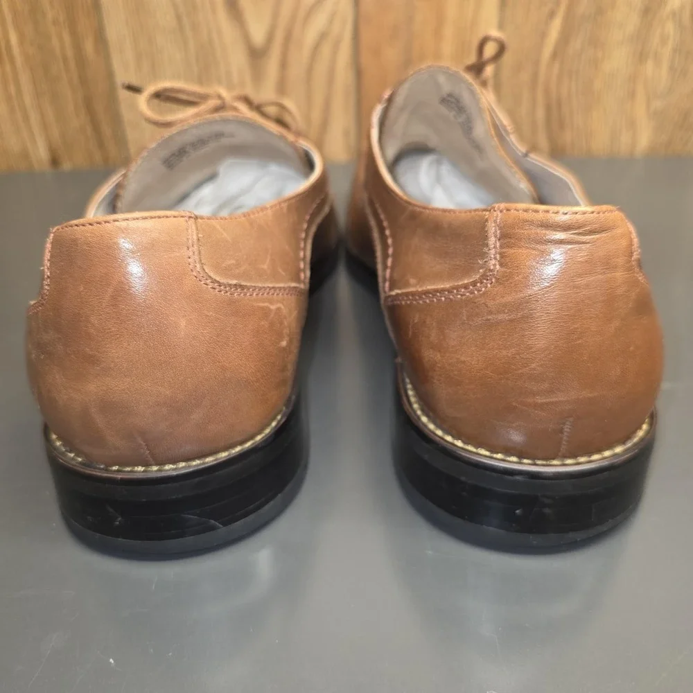 Stacy Adams‎ Shoes Men 9.5M Brown Leather Square Toe Oxford Derby Dress 23274-03